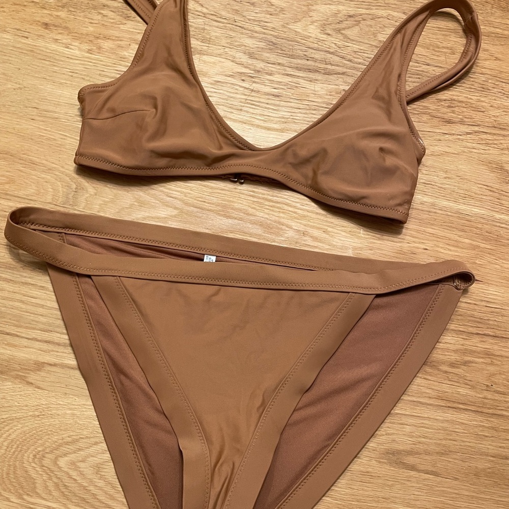 Aerie Tan Bikini Set Minimalist Swimwear